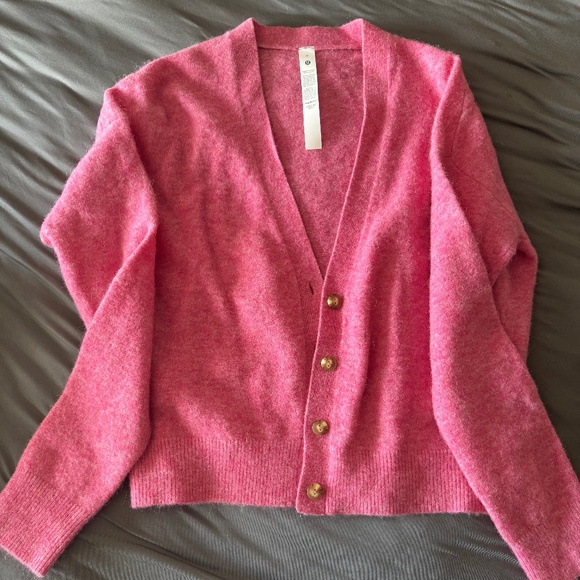lululemon athletica Sweaters - Lululemon Wool Bland Pink Cardigan Medium